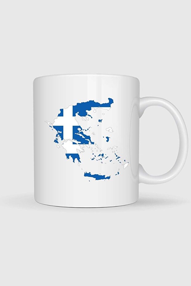 Greece Flag and Map Printed Mug