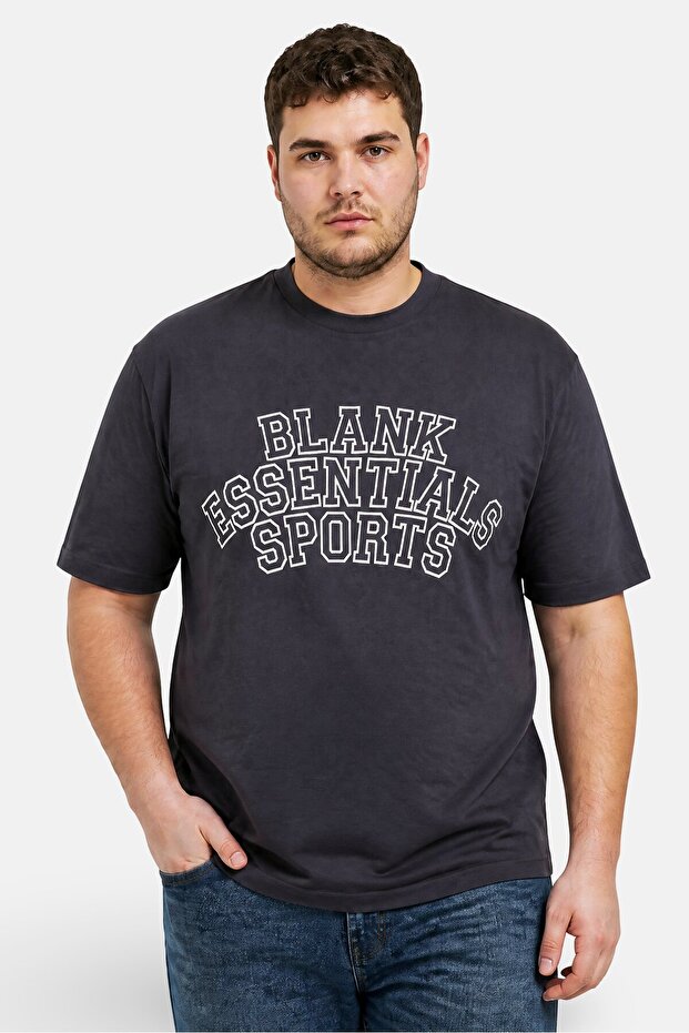 Men Crew Neck Short Sleeve Brand Logo T-Shirt, Dark Grey