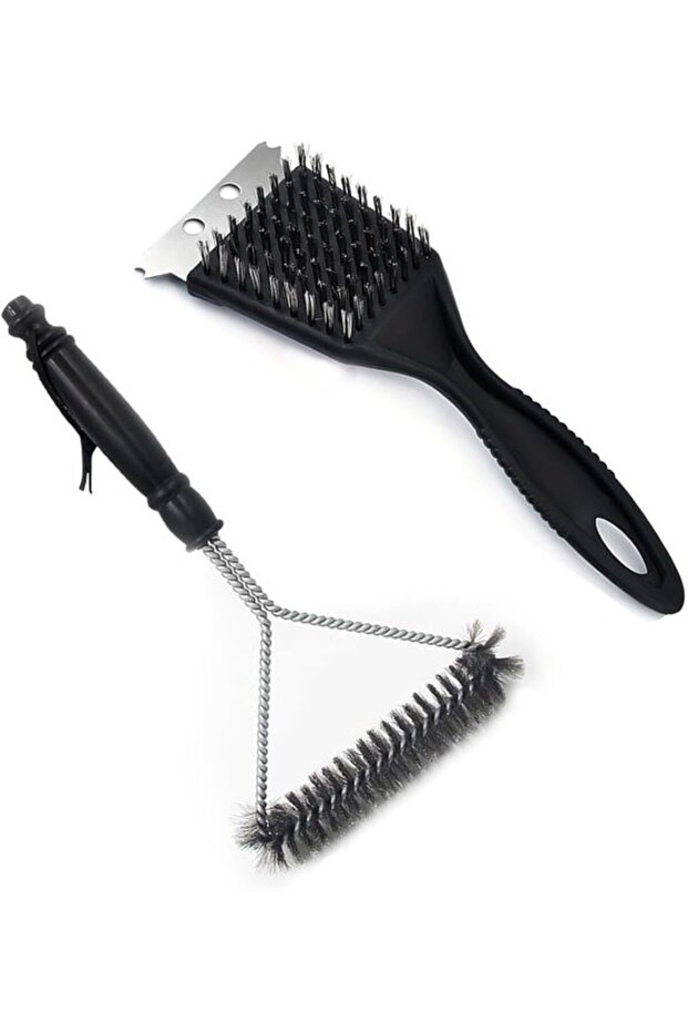 2 Pcs Stainless Steel BBQ Cleaning Brushes, Pointed Head Steel Wire Grill Grate Scraper, Multifunctional BBQ Tool