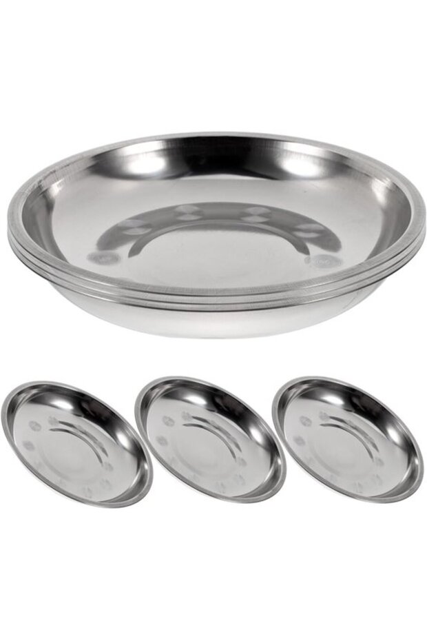 Tray - Round Plates - 6 Pieces - 18 cm - Stainless Steel - Ideal for Barbecue - Suitable for Home Use