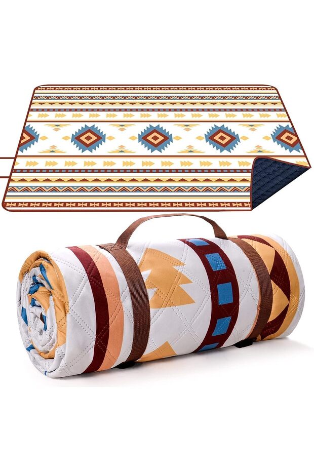Bohemian style picnic blanket - 200x200 cm - washable - For dry beaches - barbecues - hiking - camping - & other occasions