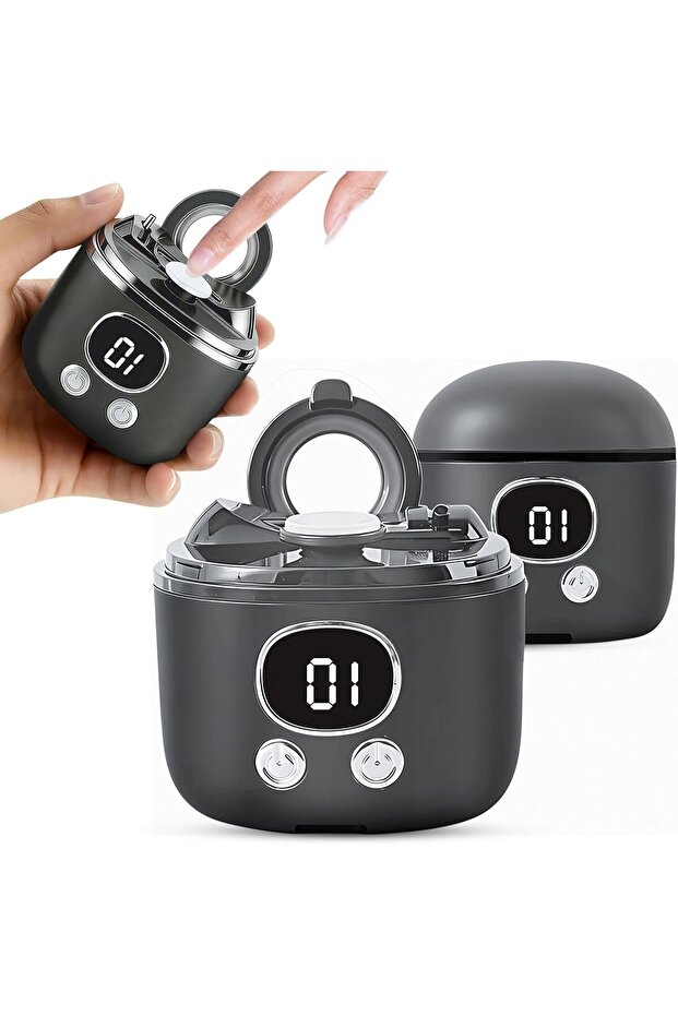 3-in-1 Electric Nail Clipper & Buffer with 2.5x Magnifier (black), 3-speed automatic nail trimmer.