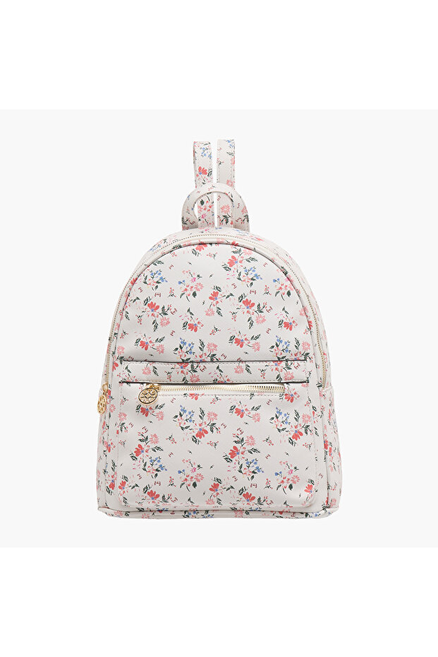Floral Print Backpack with Adjustable Straps