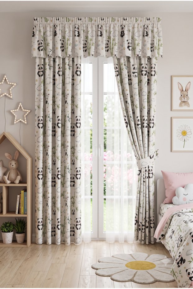Baby & Kids Curtain Colored 2-Wing Cornice Short Background Curtain Modern