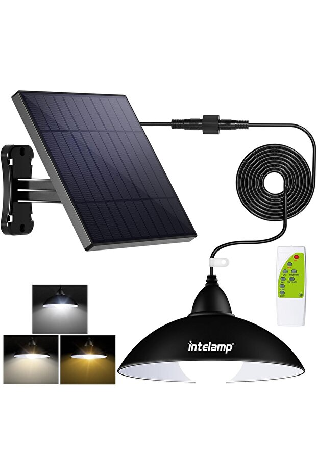 intelamp 4000mAh Solar Pendant Lights Indoor Outdoor With Remote Day/Night Mode 16.4Ft Hanging Li...