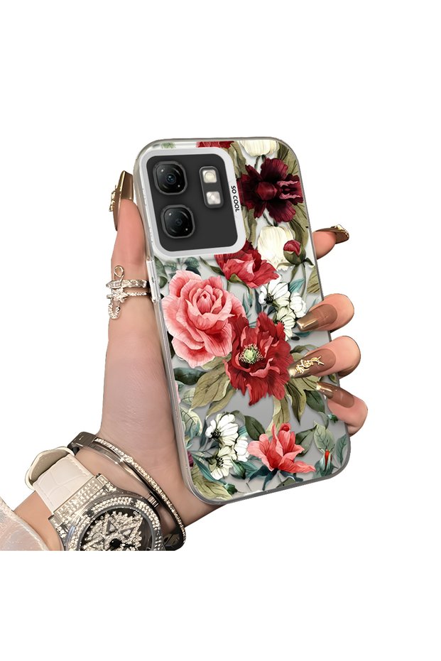 Infinix Hot 50I Compatible Hard Acrylic Back Silicone Edge Lens Protection Case