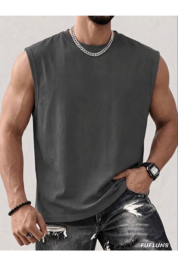 Men's Regular Fit Crew Neck Sports Sleeveless T-Shirt