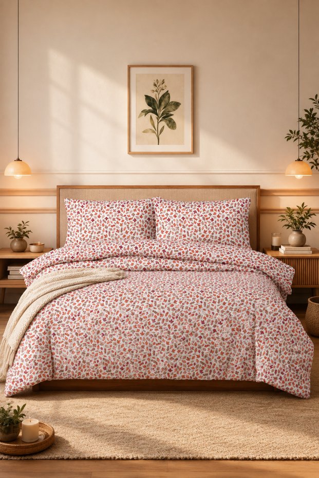 Cotton Collection Blatt Flannel Single Duvet Cover Set 160X220 + 100X200 + 50X70 cm