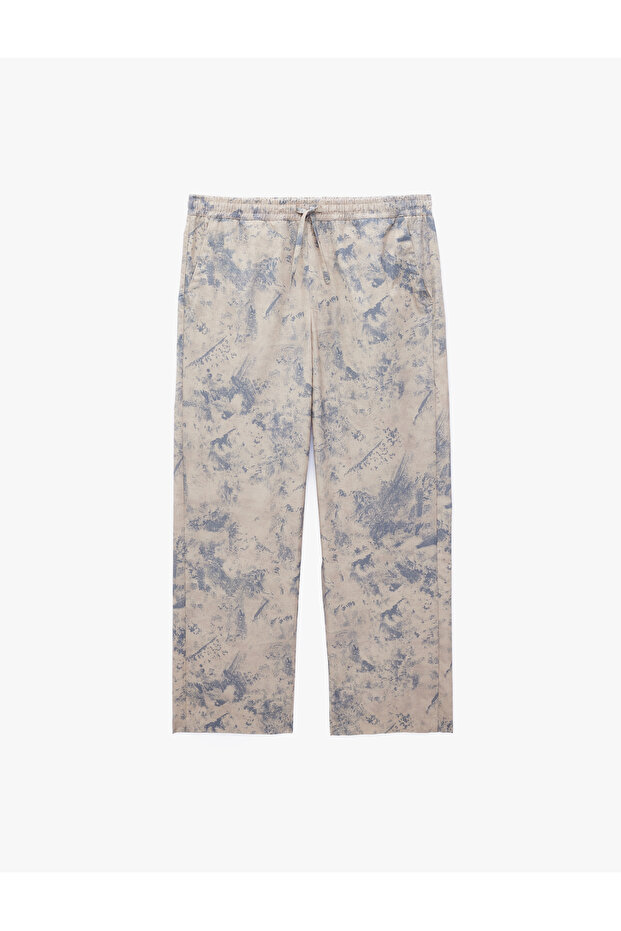 Cotton Comfortable Fit Pocketed Waist Tie-Up Abstract Printed Barrel Pants