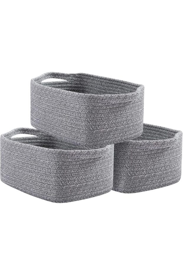 Cotton Rope Baskets, Woven Baskets for Storage, Nursery Storage Baskets, Rectangle Storage B