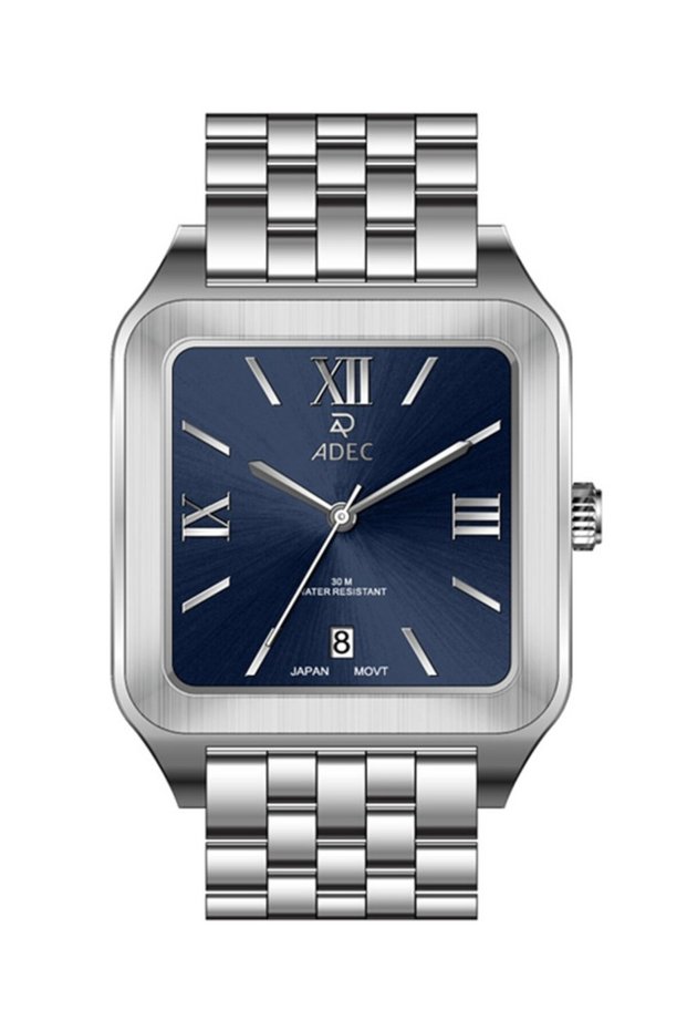 Ag24109-4 Steel Case Square Case with Calendar Japanese 3 Atm Waterproof Metallic Color Men's Wristwatch
