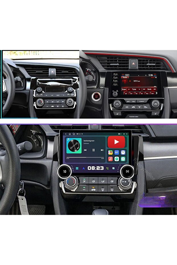 Honda civic android screen diamond dual knob model 2016-2020 wireless carplay android auto reverse camera included ahd