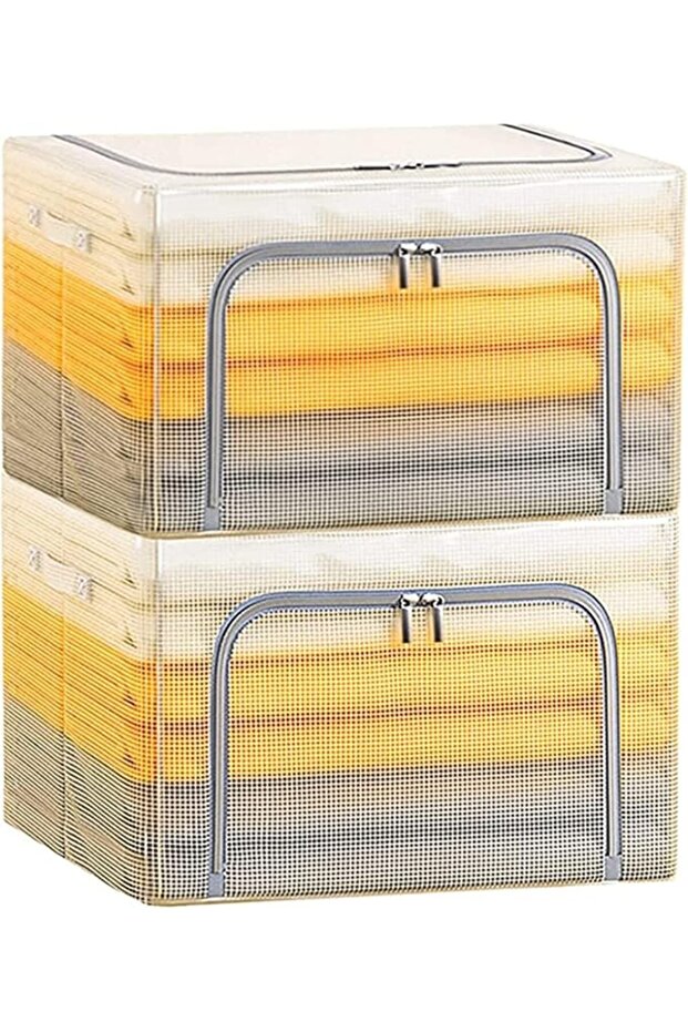 U HOOME Wardrobe Clothes Organizer Box, 2 Pack Large Storage Boxes for Clothes, 66L Foldable Stackab