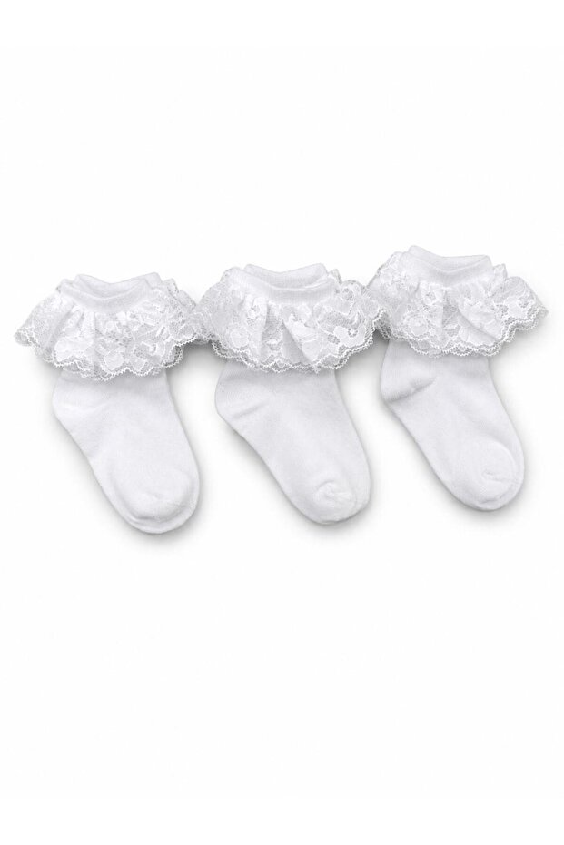 3 Pairs of Soft Lace Seamless Girls' Socks