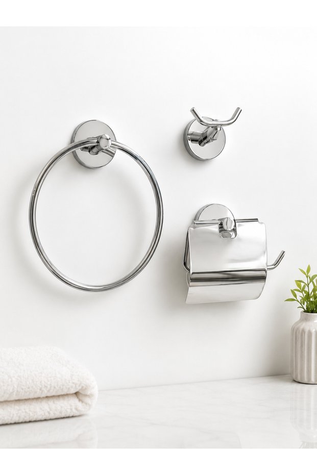 Luxury Antique Stainless Bathroom Accessory Set – Towel Holder, Toilet Paper Holder, and Hanger Set