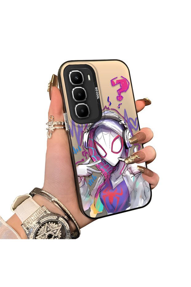 Infinix Hot 60 Pro Plus Compatible Spiderman Double Case Acrylic Back Silicone Edge Protection