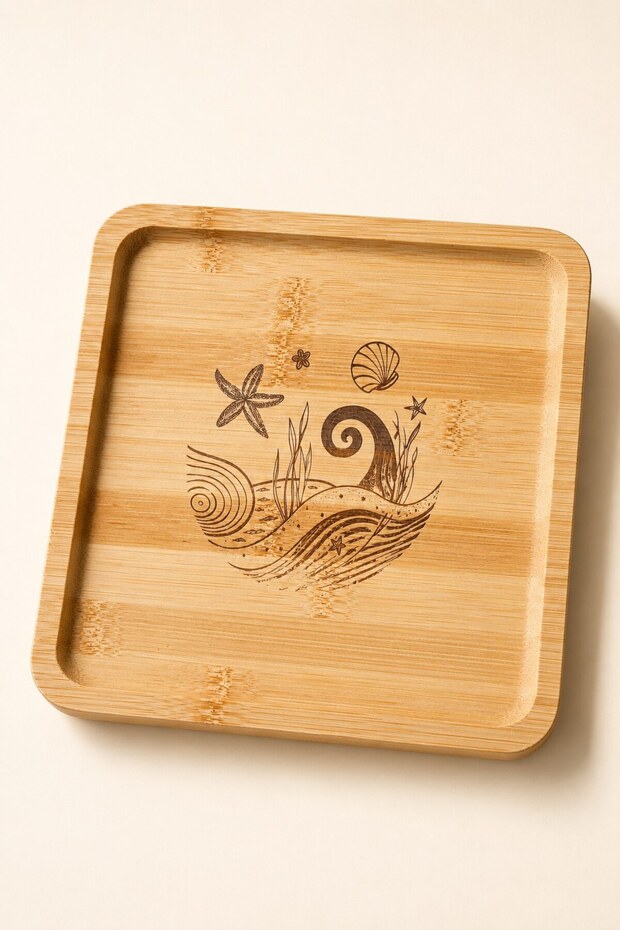 Sea Breeze 20X20 cm Natural Bamboo Fruit and Presentation Plate