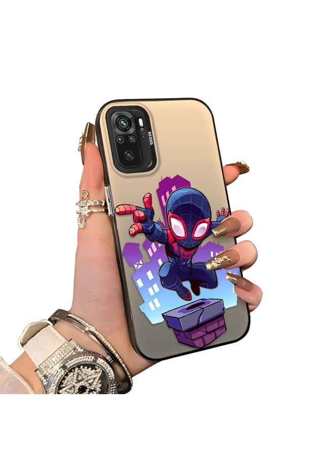 Redmi Note 10S Compatible Silicone Edge Hard Back Case Couple Phone Case Spiderman Patterned