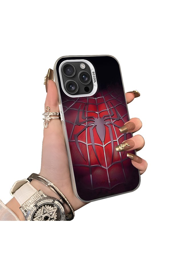 iPhone 16 Pro Max Compatible Silicone Edge Hard Back Case Couple Phone Case Spider Man Patterned