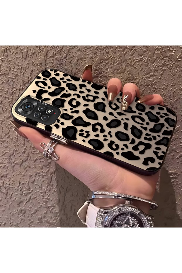 Redmi Note 11/Note 11S Compatible Black Leopard Print Silicone Case, Shockproof