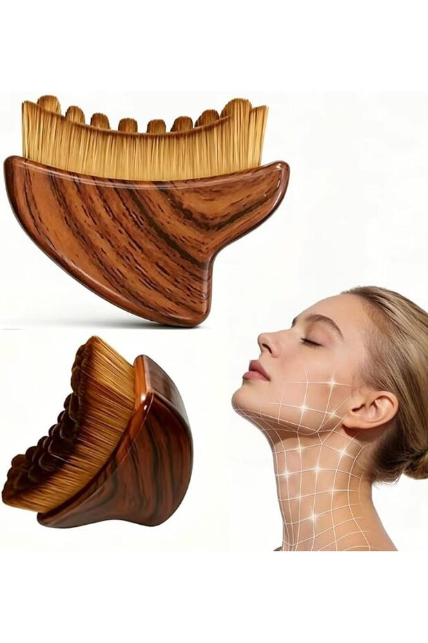 فرشاة تصريف اللمفاوي - تصميم مزدوج الجوانب: جانب شعيرات جافة + جانب خشبي، 0.075 مم فائق النعومة