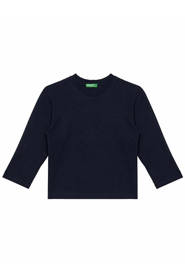 Boy's Navy Blue Printed Crew Neck Long Sleeve T-Shirt