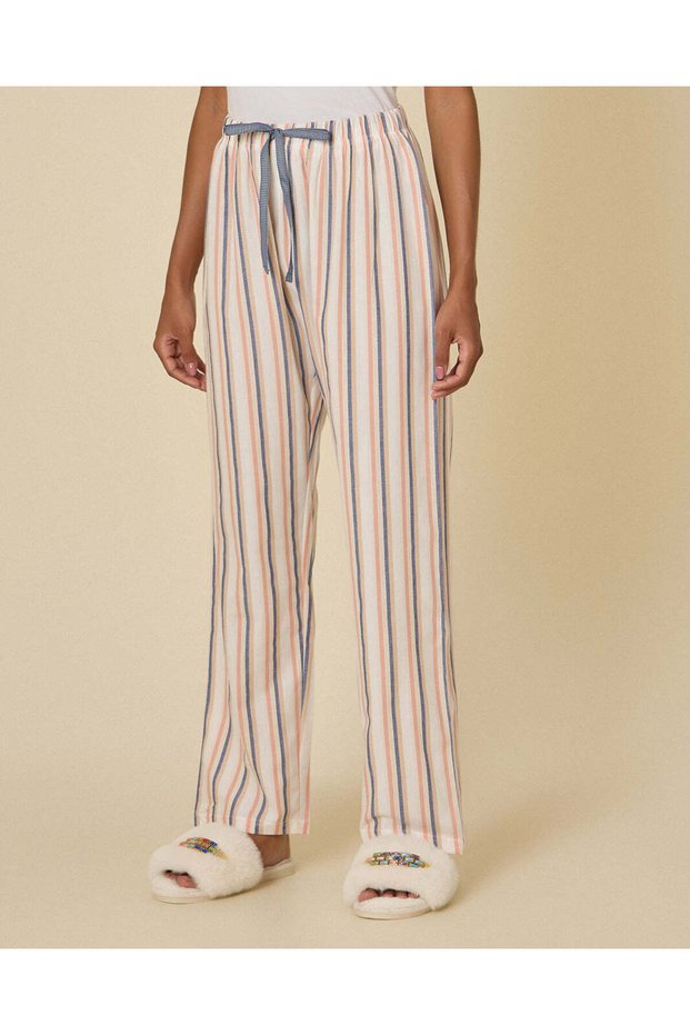 Women Ivory Striped Printed Pyjama Bottoms
