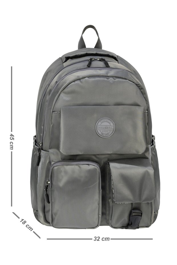 Gray Multi-Compartment Backpack 45X32X18 cm – Multi-Pocket School Bag, Daily Use and Travel Bag