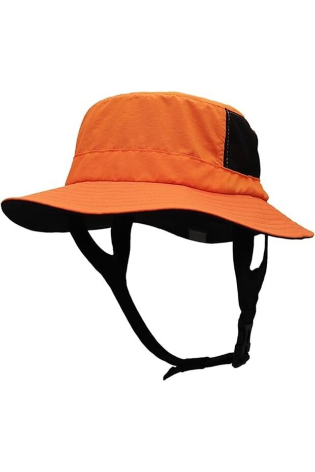 Men's wide-brimmed sun hat with UPF50+ protection, made of quick-drying fabric, and featuring an adjustable chin strap.