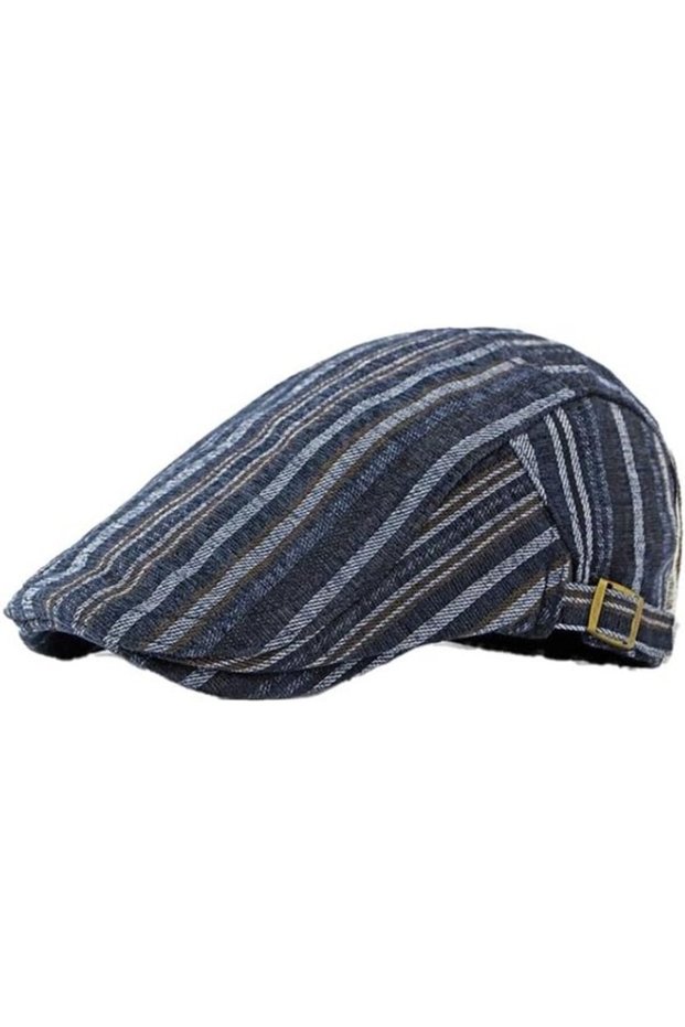 Men's cotton retro flat-top newsboy beret, summer Gatsby ivy Irish cap, foldable adjustable breathable pointed top taxi driver fairy