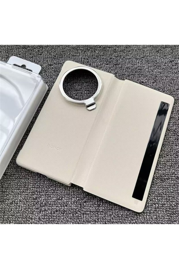 For Magic V6 Khaki Original Window Smart View Case For Honor Magic V6 5G Leather Auto Sleep Wake Up
