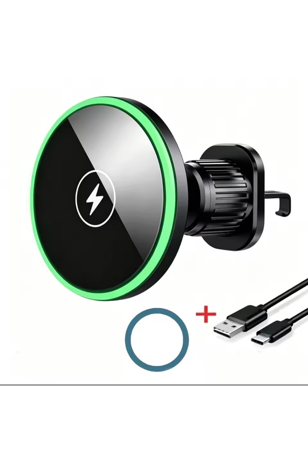 Black With Cable Magnetic Wireless Charger Car Phone Holder Fast Charging Station for iPhone 18 17