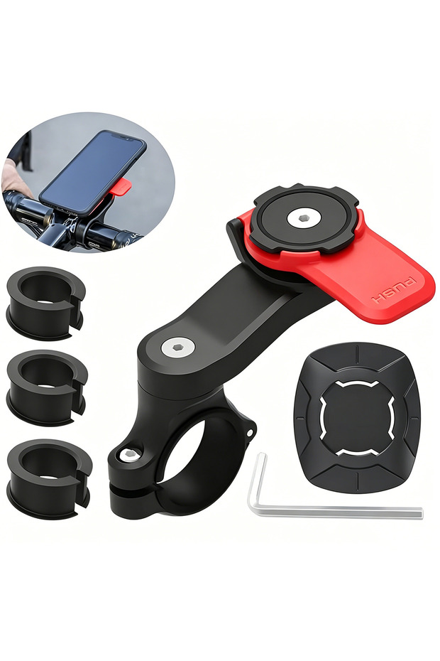 Red Universal Smartphone Mount with Vibration Shock Absorber for Motorcycle Bicycle Handlebar Trotto