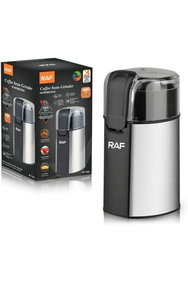 Electric Coffee Grinder and Spice Mill, 280W Multifunctional Blender for Beans, Nuts, Seeds, Herbs - Stainless Steel Blade, 60g Capacity with Transparent Lid and One-Touch Control Model R.7123