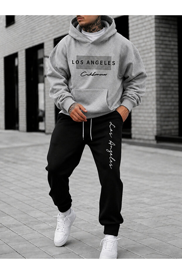 Sweatshirt Tracksuit Set Oversize Shaped Comfortable Fit High Quality Fabric with Stones Printed