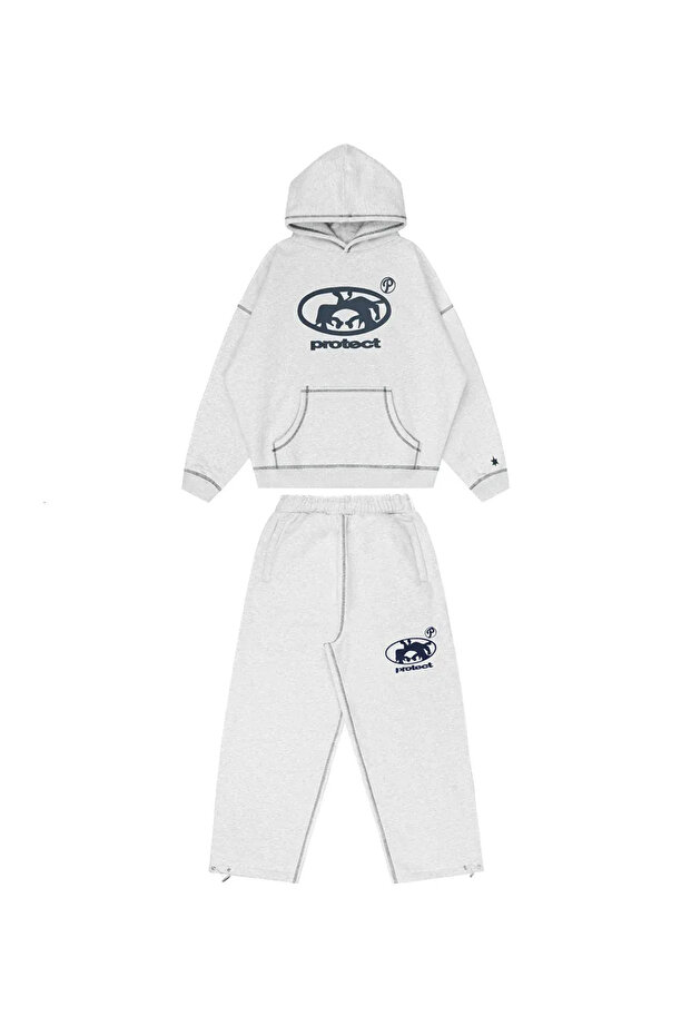 Oversize Hooded Tracksuit Set 2-Piece Sweatshirt Top and Bottom Jogger Sports Set