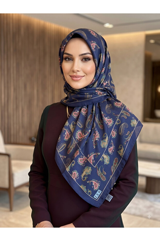 Marella Mulberry Silk Patterned Scarf- Classic Silk Scarf with Shawl Pattern