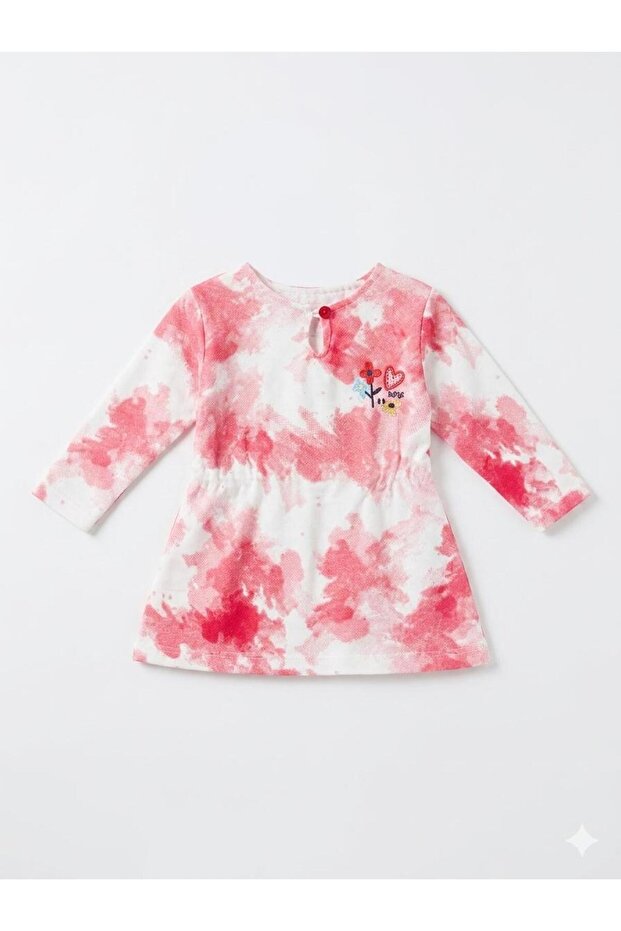 Tongs Baby Girl Tie-Dye Patterned Hooded Embroidered Tracksuit Set - Pink / Ecru