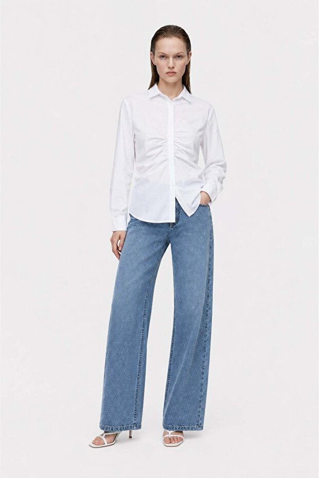 Pre-Gathered Poplin Shirt