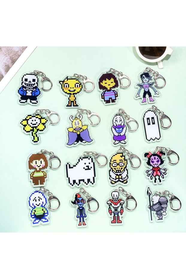5 cm 17 1/16PCS Game Undertale Acrylic Keychain Accessories Cartoon Creative Bag Charm Funny Cute Ke