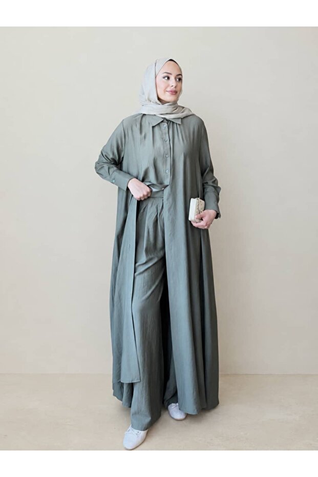 Linen Cupra Tunic Trouser Set Anka261032