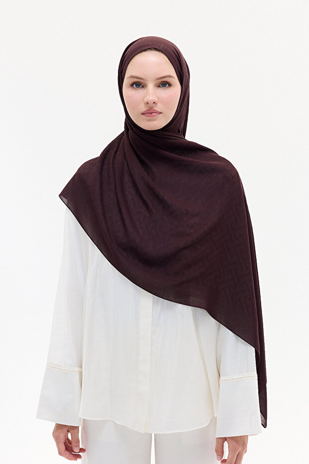 Jakar Rami Shawl Labyrinth Pattern - Brown