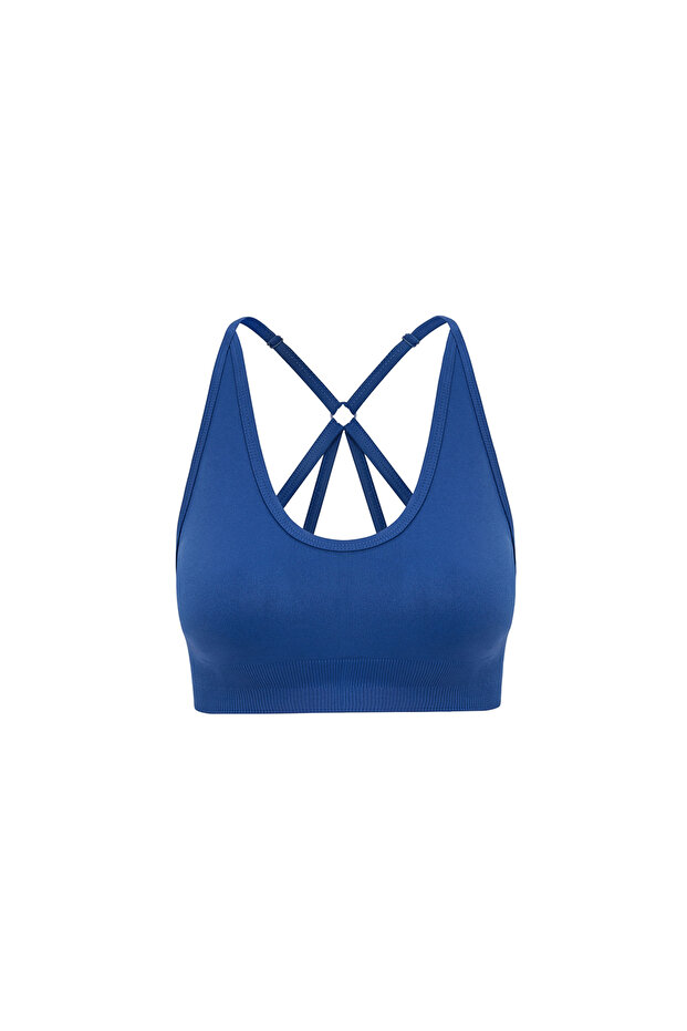 Women's Cross-Back Detailed Adjustable Strap Supported Seamless Sports Bustier - 1830