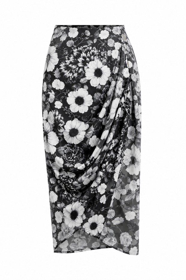 Floral Printed Asymmetrical Skirt