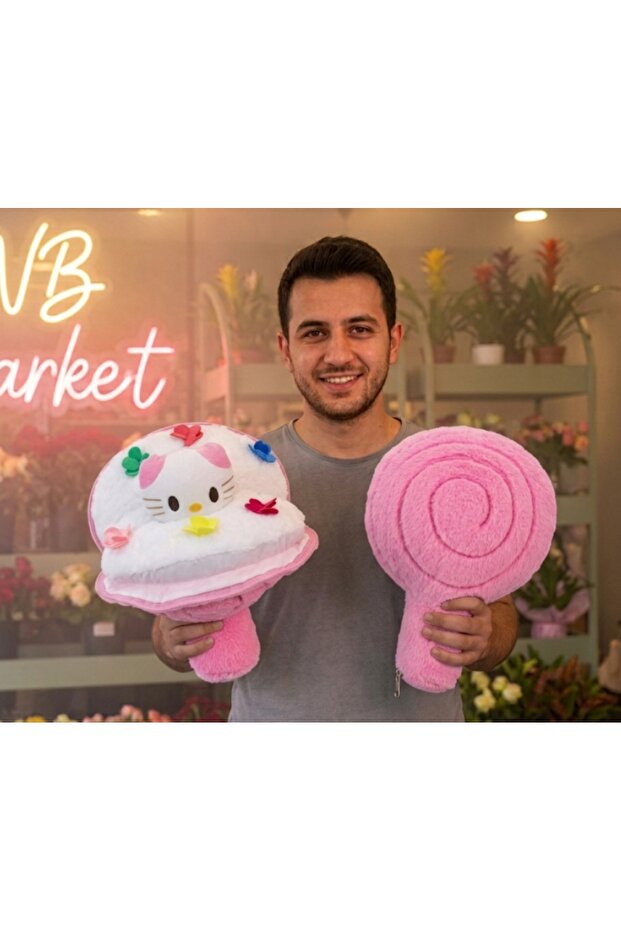 Pink Floral Plush Bouquet 40cm Large Size Furry