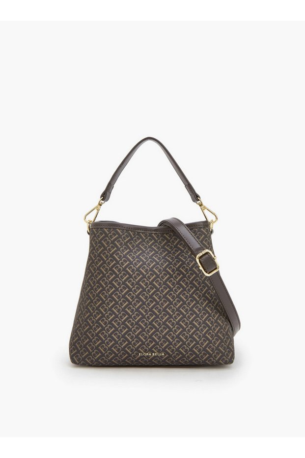 Monogram Print Tote Bag with Detachable Strap