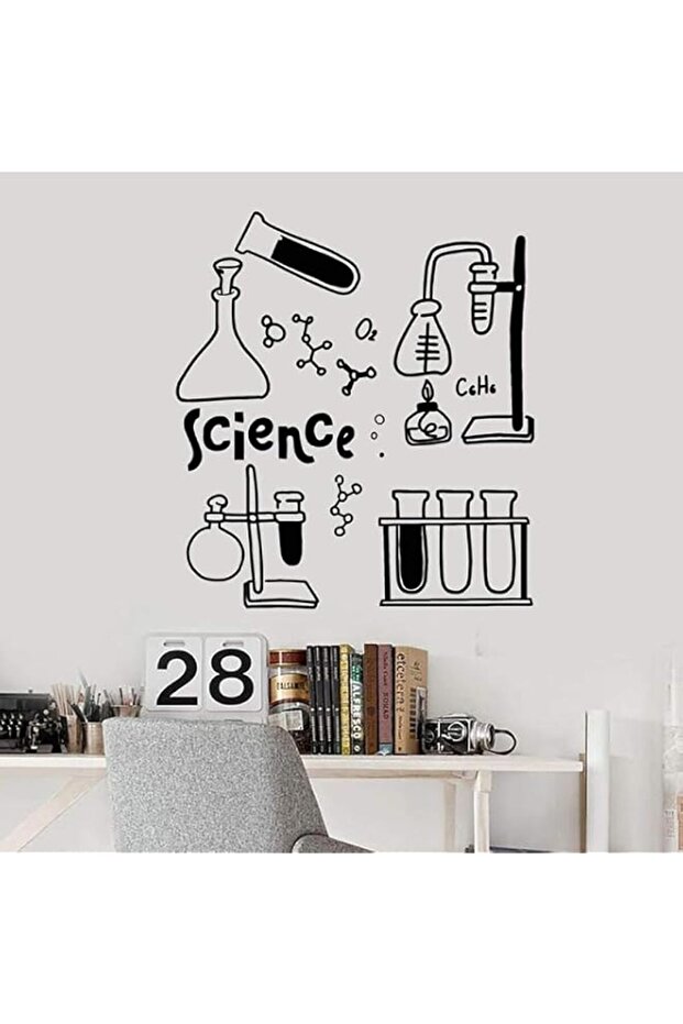 Wall Sticker Science Wall Decal Chemistry Symbol Vinyl Window Sticker School Laboratory Science Classroom Study Interior Art-110X122 Cm