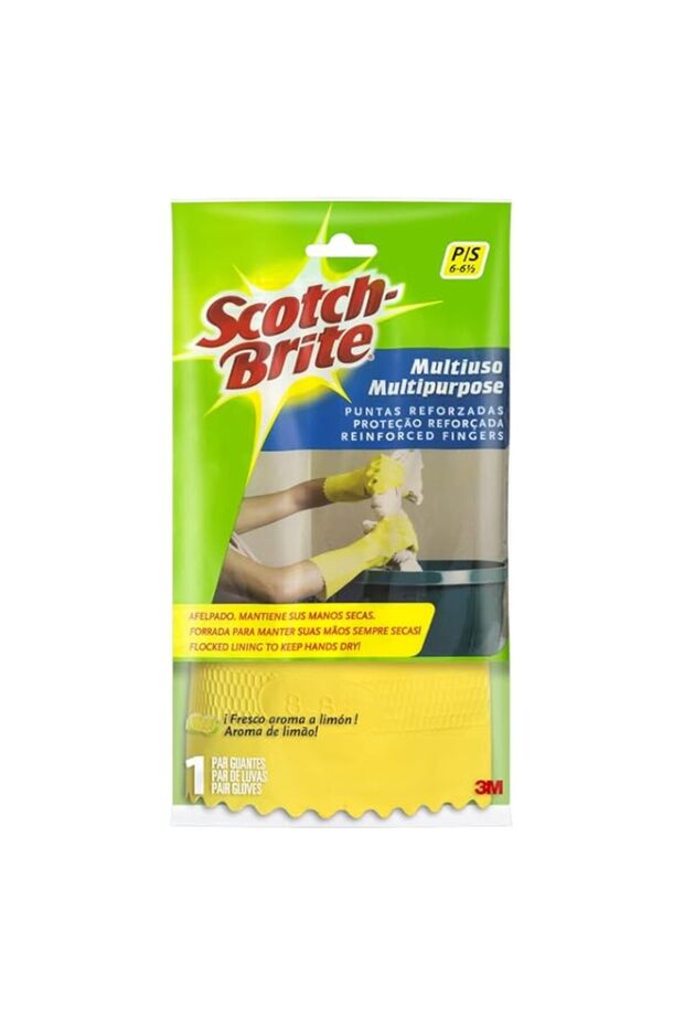 Scotch-Brite Strong Gloves Size, 1 Pairpack Heavy Duty Reusable Protect Your Hands Waterproof Tear-Proof Excellent Grip Touch-Sensitive Comfortable Fit Kitchen, Small