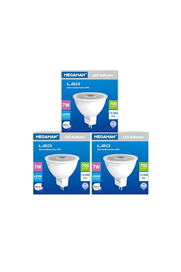 Megaman Led MR16 7w Gu5.3 220v 6500k Day Light (pack of 3)