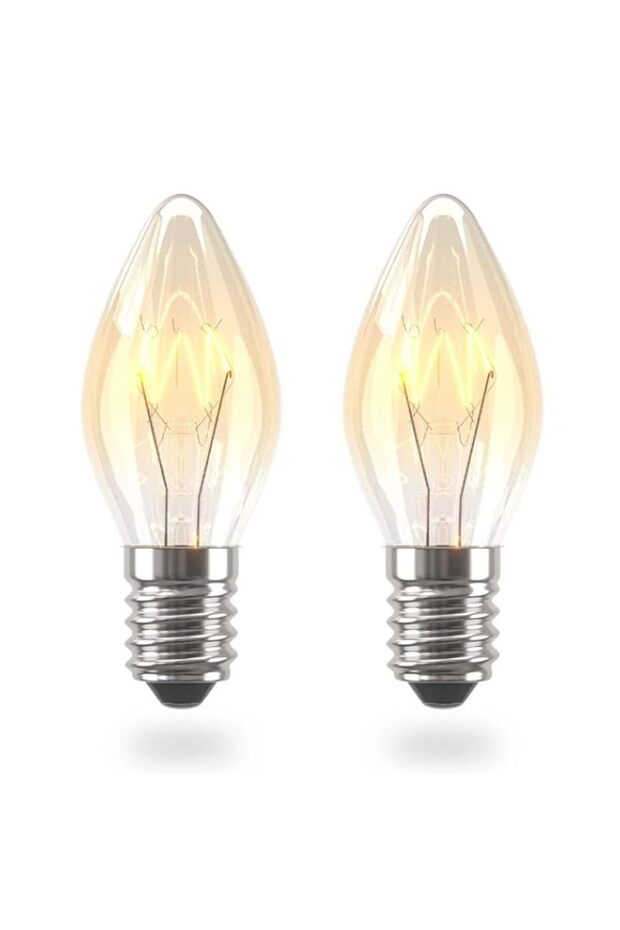E14 16W Screw Salt Lamp Bulb,Small Edison Screw SES C7 Light Bulb,Warm White 2700K Dimmable Amber Candle Bulb for Wax Burner 220V,Aromatherapy Lamp,Microwave,Oven,Night Light,2-Pack